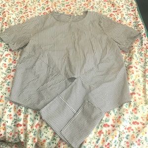 Striped white and grey tee shirt that you can tie